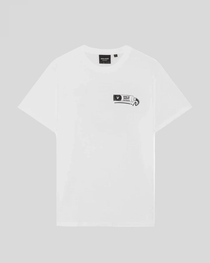 Afbeelding van TS2422V Toothpaste Graphic White Black W104  - T-Shirt Fancy - Lyle & Scott
